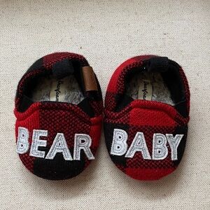 Dearfoams Red and Black Plaid Baby Walker Shoes